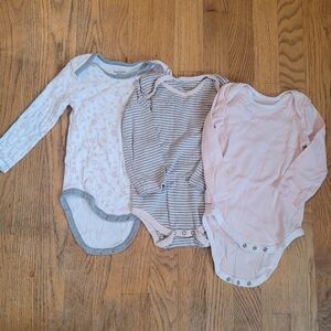 Burt's Bees Baby Long Sleeve Organic Cotton Bodysuits, 12 month, pink
